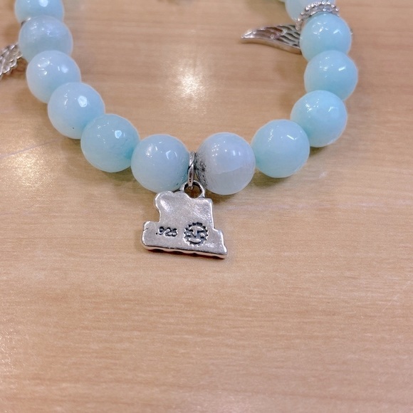 “I Love Jesus” Bracelet w/ Dyed Blue Jade and 925 Sterling Silver - Picture 3 of 10